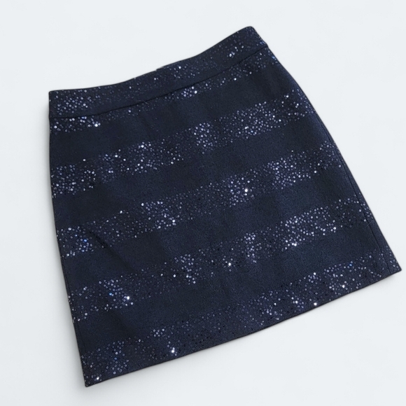 LOFT Black Sequin Striped Skirt Size 2 Holiday Evening Party Sparkle - Picture 14 of 14